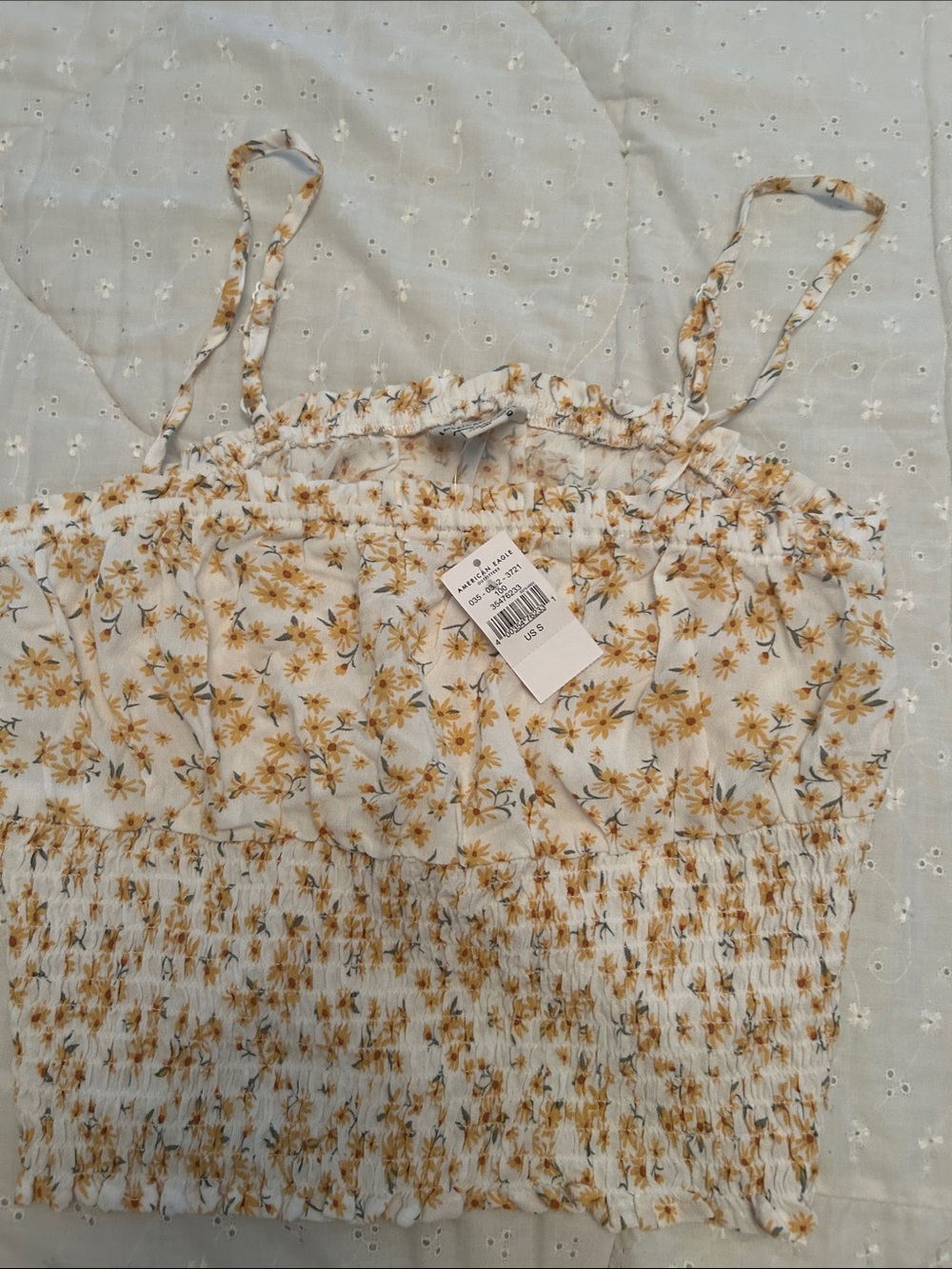 NWT American Eagle Outfitters White Cami with Mustard Floral Print